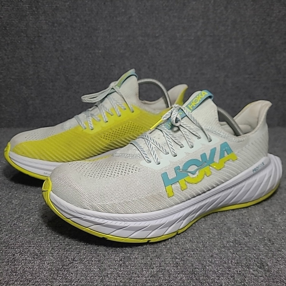 Hoka One One Carbon X 3 White Yellow Mens Sz 11.5D ‎ Running  Shoes 1123192-BSEP